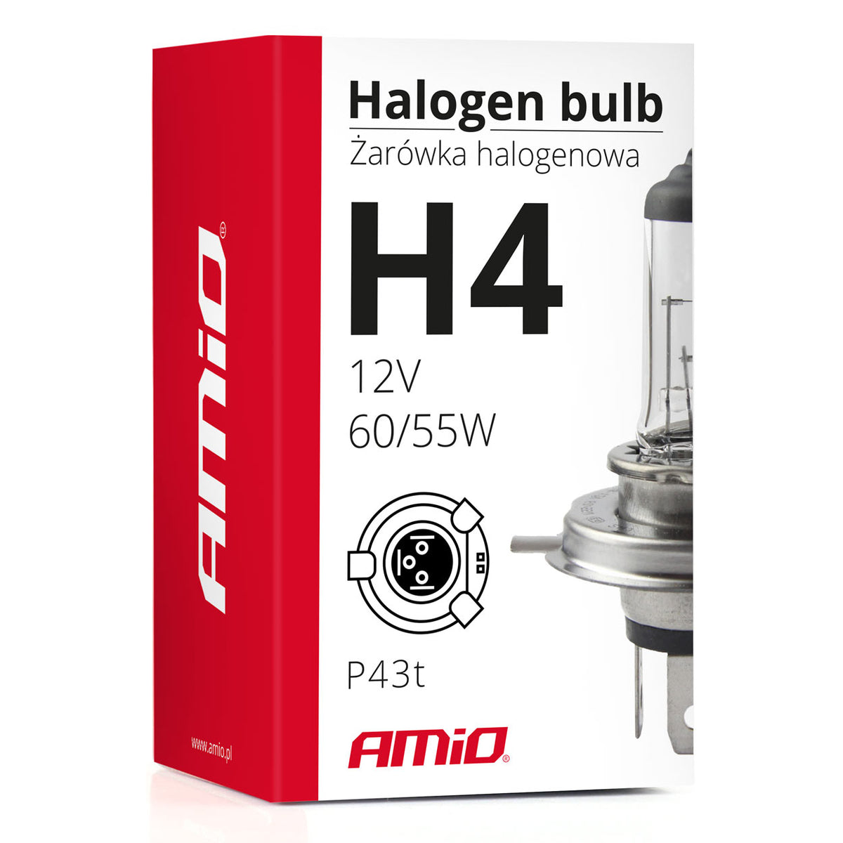 AMIO Pære H4 12V 60/55W