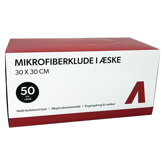 Mikrofiberklude i kasse 30x30cm – 180 GSM – 50 stk.