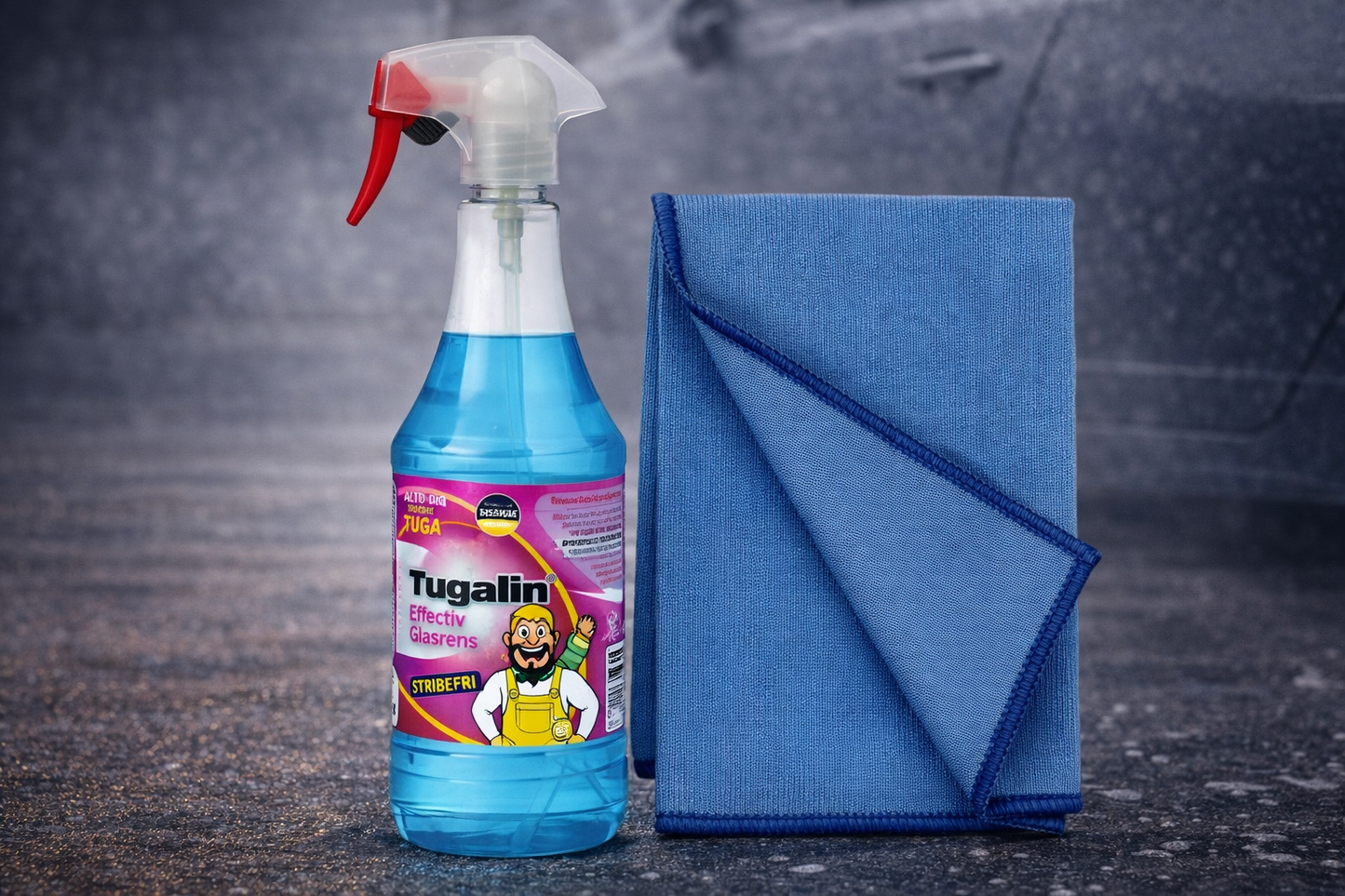 Glaspakken - Tuga Tugalin Glasrens 1L + Mikrofiberklud
