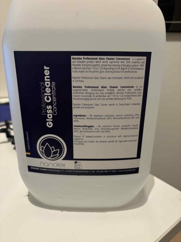 Nanolex Professional Glass Cleaner Concentrate 5 L – stribefri glasrens - GreenGoing