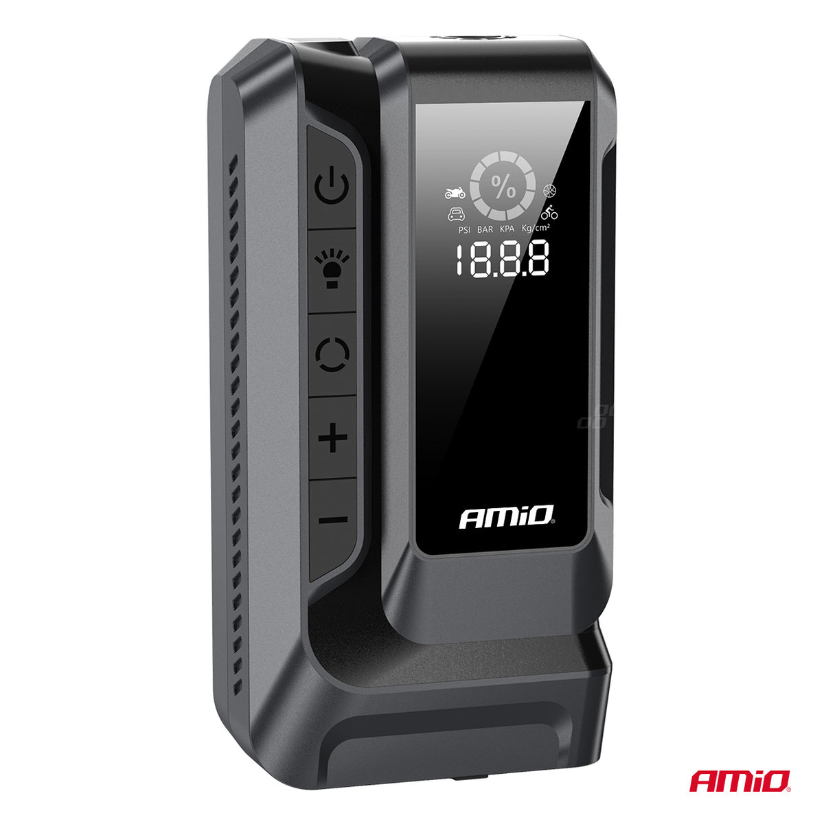AMIO 4-i-1 Jumpstarter / LED-lampe / Luftkompressor / Powerbank – 12V, 12Ah, 1600A