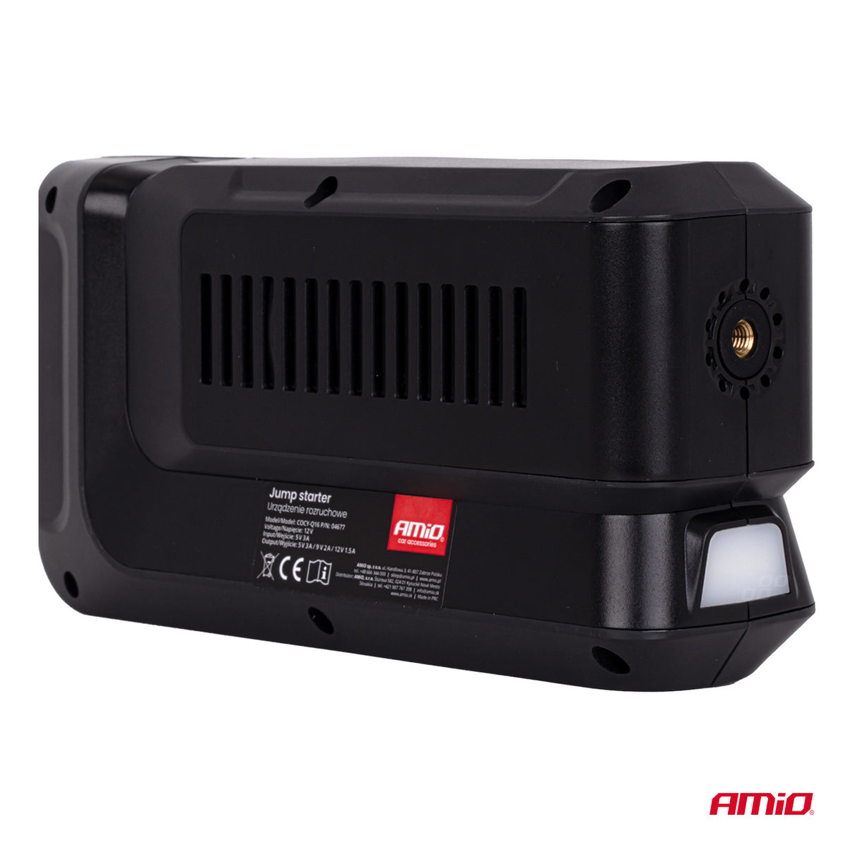 AMIO 4-i-1 Jumpstarter / LED-lampe / Luftkompressor / Powerbank – 12V, 12Ah, 1600A