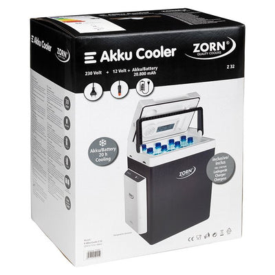 ZORN 30L - Elektrisk køleboks 12/230V - Inklusiv 20,8 Ah Batteri