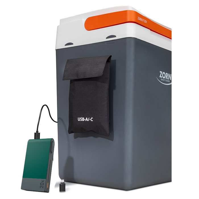 ZORN 30L - Elektrisk køleboks 12/230V - Inklusiv Powerbank