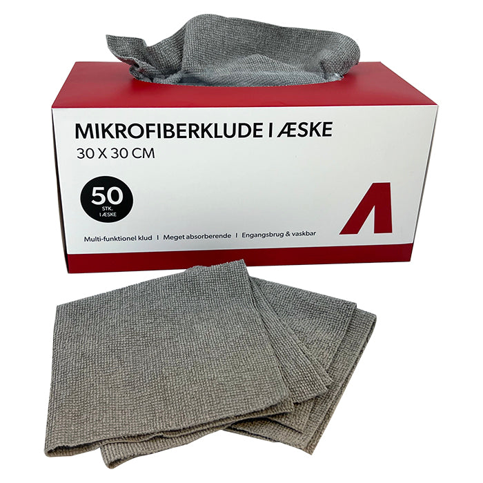Mikrofiberklude i kasse 30x30cm – 180 GSM – 50 stk.