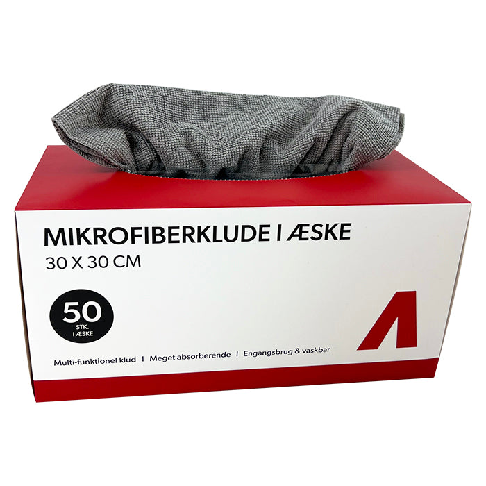 Mikrofiberklude i kasse 30x30cm – 180 GSM – 50 stk.